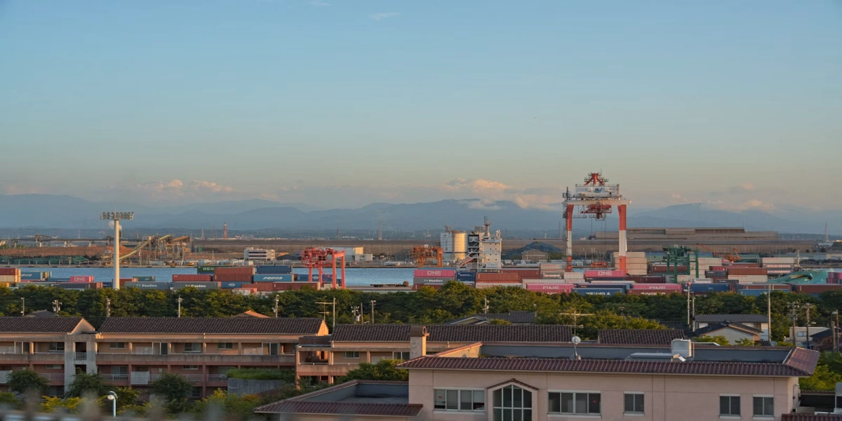 Port cranes and container stacks prepared for freight planning