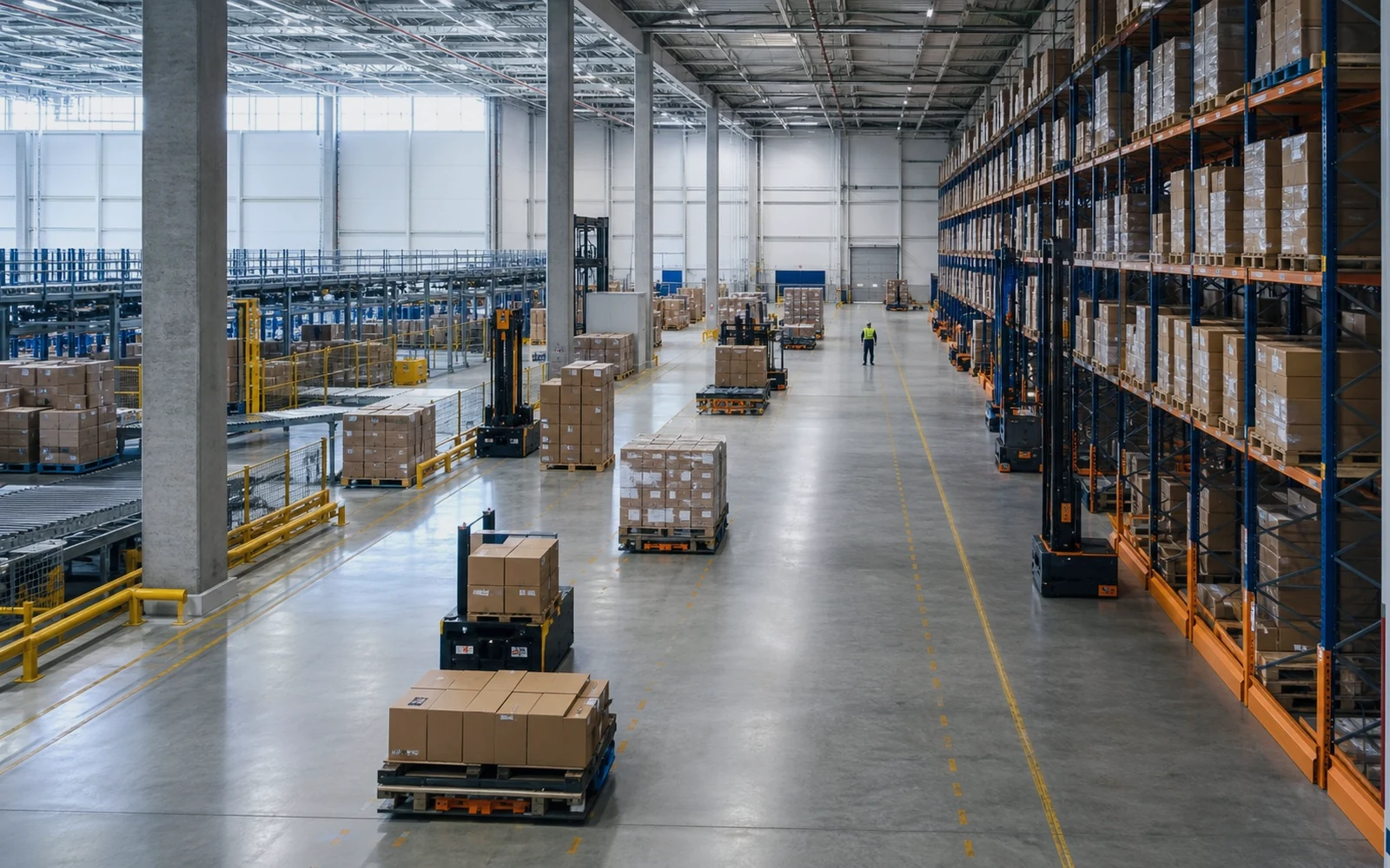 Warehouse cargo staged for truck pickup